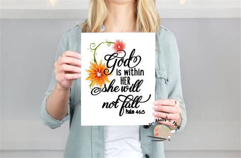 God's word helps unlock the mystery of who god is and how we can experience him in our lives. God is within her she will not fall Psalm 46:5 wall art print, Christian girl print picture ...
