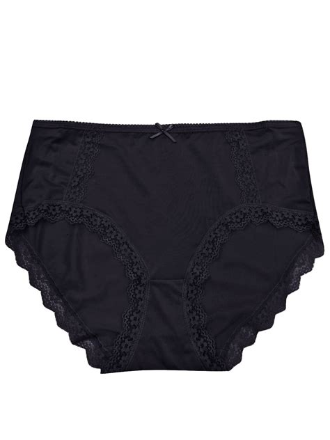 Marks And Spencer Mand5 2 Pack Natural And Black Midi Lace Trim Knickers Size 8 10 And 20