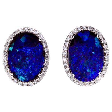 Boulder Opal Earrings In Gold With Diamonds Eg008 Opal Copying