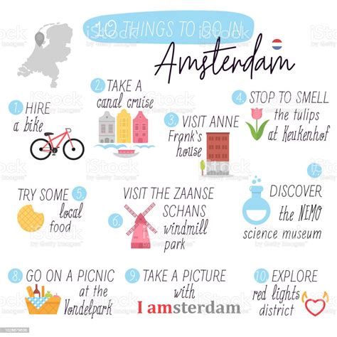 Ilustración De Amsterdam Guía De Viaje Para Hacer La Lista Cosas Que