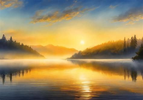 Premium Ai Image Realistic Illustration Of Morning View Of Peaceful