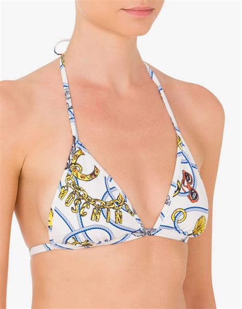 Womens Swimwear Moschino Limited Edition Moskyno Mykonos Bikini White • Carlin Alzira