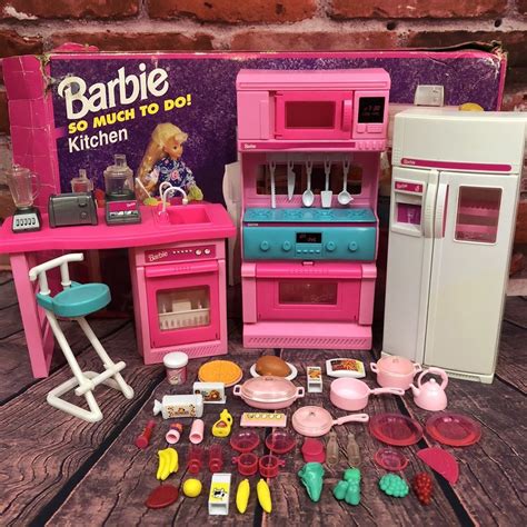 Vintage Barbie So Much To Do Kitchen Set Mattel 1994 67158 Stove Fridge Sink Ebay Barbie