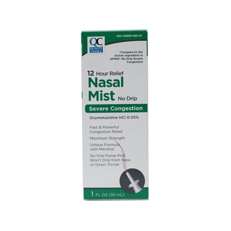 Qc Nasal Spray Mist No Drip 12 Hour Relief 1 Oz Severe Congestion