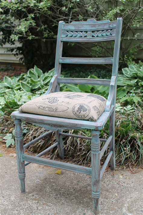 Antique Distressed Chair With Burlap Seat