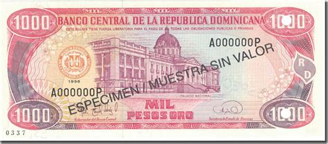 dominican republic 1000 pesos oro banknote 1996 specimen km 158s1 unc 63 ma shops