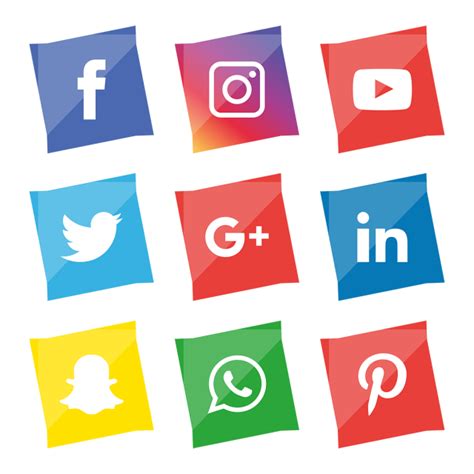 Colorful Social Media Icons With Long Shadows
