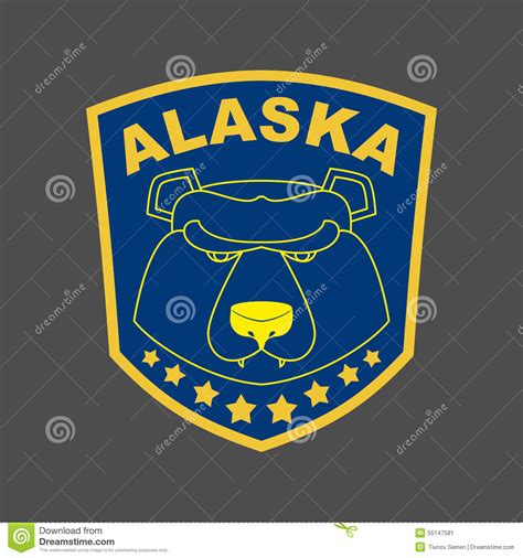 Alaska Bear Stripe Or Emblem Depicting Muzzle Of A Bear Alaska Stock