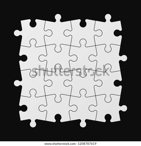 Sixteen Piece Square Puzzle Presentation Abstract Stock Vector Royalty