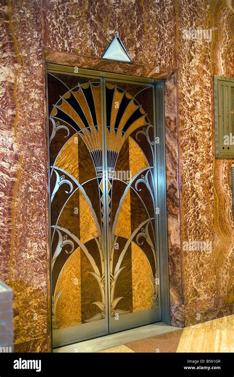 Elevator Doors In The Art Deco Lobby Of The Chrysler Building In New