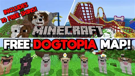 Free Minecraft Bedrock Dogtopia Map 10 Free Skins Included Youtube