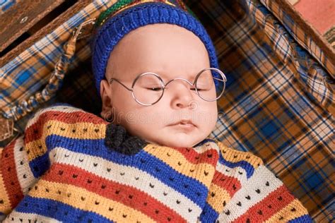 Caucasian Baby Wearing Spectacles Stock Photo Image Of Child