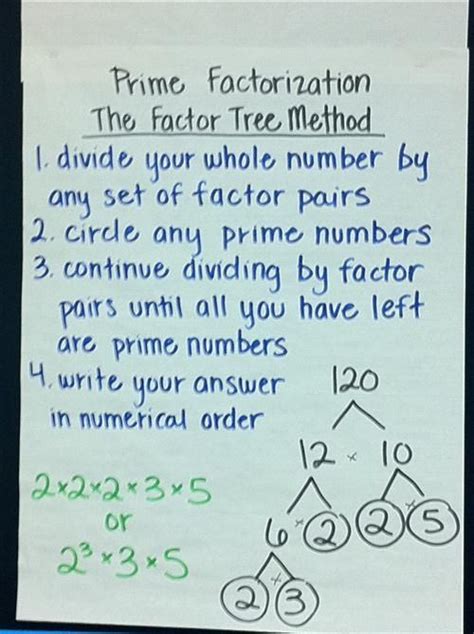 Prime Factorization Anchor Chartfactor Tree Method Knew This In