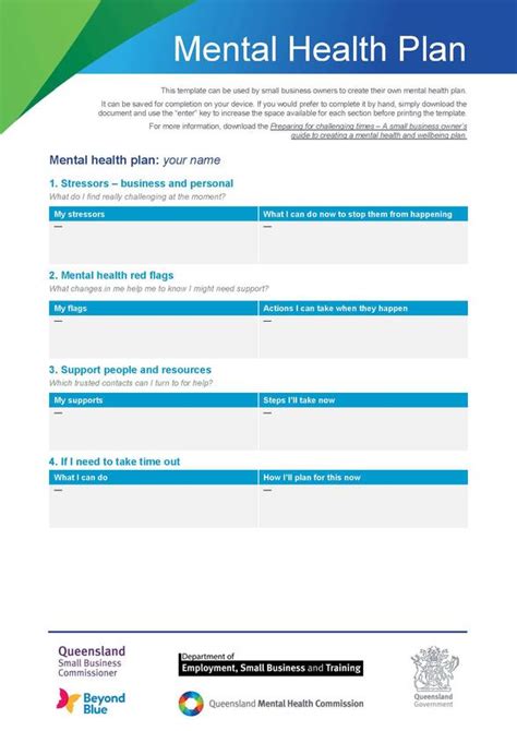 Mental Health Safety Plan Template