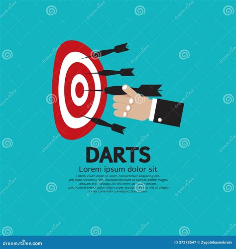 Dartboard With Darts In The Center Cartoon Vector