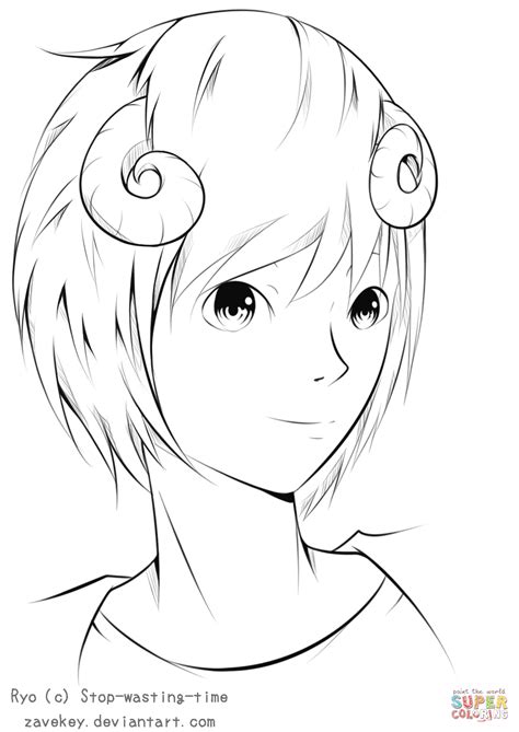 Check spelling or type a new query. Ryo Anime Boy by ZaveKey coloring page | Free Printable ...