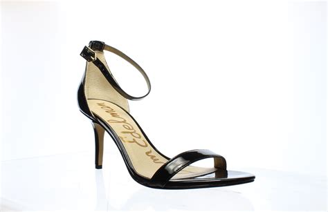 Sam Edelman Womens Patti Black Patent Ankle Strap Heels Size Ebay