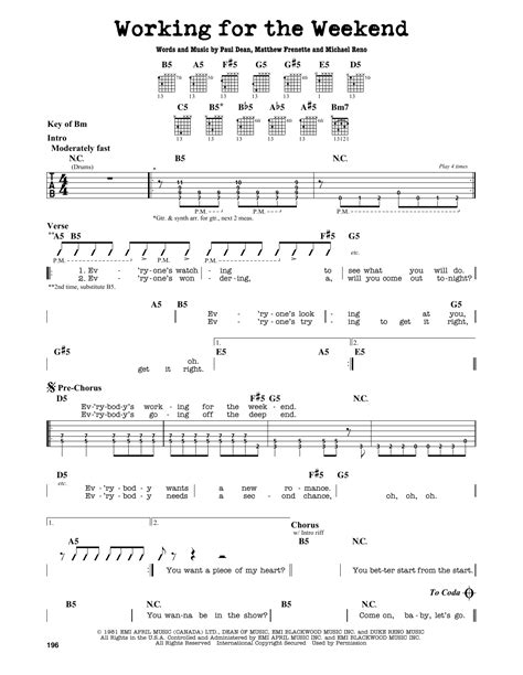 Everybody wants a little romance. Working For The Weekend | Sheet Music Direct