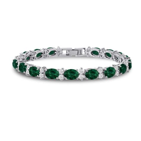 Cubic Zirconia Tennis Bracelet Cz Round Cut Simulated Emerald Green