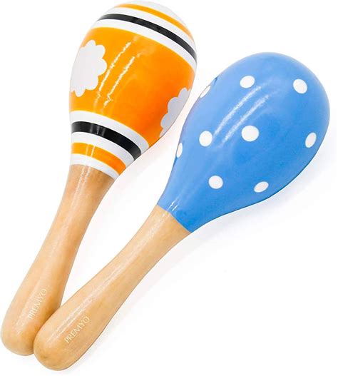 Premyo Baby Rattle Maracas Wooden Musical Instruments For Toddlers