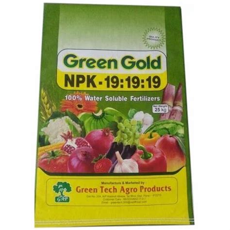 Green Gold 191919 Npk Water Soluble Fertilizer Packaging 25 Kg At
