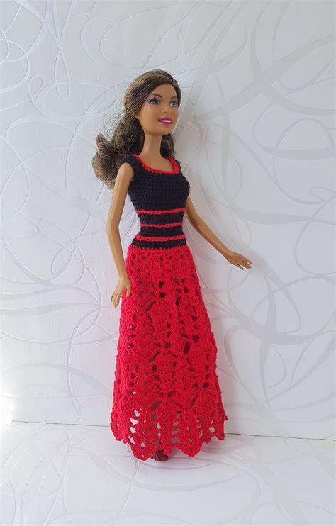 Barbie Clothes Barbie Crochet Dress For Barbie Doll Long Skirt Etsy