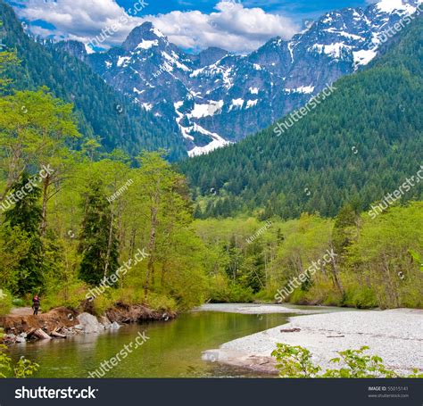Scenic Mountain River View In Golden Ears Park At Vancouver Canada