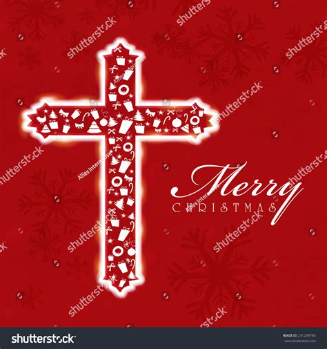 Merry Christmas Celebration Concept Christian Cross Stock Vector