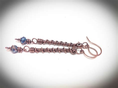 Wire Wrapped Jewelry Hanging Earrings Copper Wire Jewelry Etsy