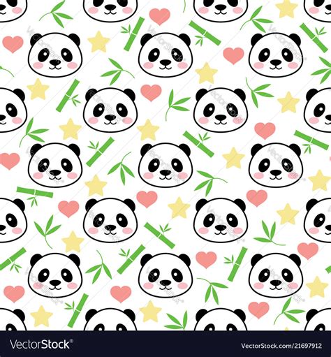 Seamless Cute Panda Pattern Royalty Free Vector Image