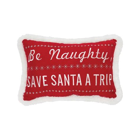 Candf Home Red Mini Be Naughty Save Santa A Trip Christmas Throw Pillow C86044044 The Home Depot