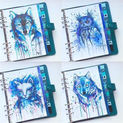 a5 filofax divider aquarell watercolor türkis blue journals and planners journal planner filofax