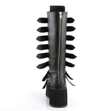 demonia damned 318 knee high boots black vegan leather demonia cult