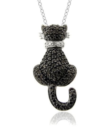 Black And White Diamond Cat Pendant Necklace By Endearing Zulily Zulilyfinds Cat Pendant