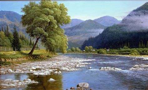 Spring Mountain Landscape Oil Painting Realism Oil