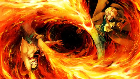 Download 1920x1080 One Piece Ace Sanji Fire Fight Wallpapers For