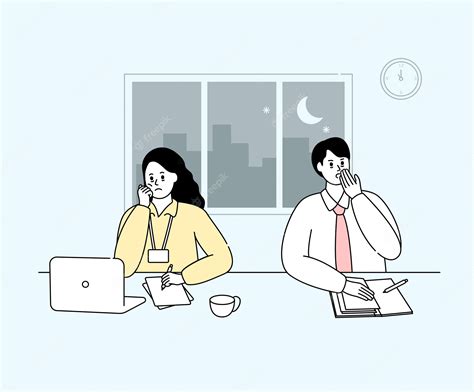 Premium Vector Business Man And Woman Who Work Late At Night