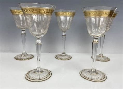 Set Of 5 Gilt Moser Wine Glasses Aug 22 2021 Louvre Antique Auction In Ca
