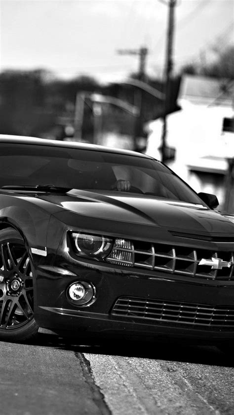 Chevrolet Camaro Front View Black And White Hd Mobile Wallpaper Car
