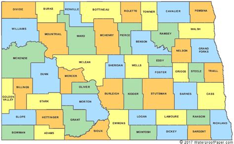 Printable North Dakota Maps State Outline County Cities