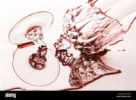 Broken Wine Glass Stock Photo Alamy