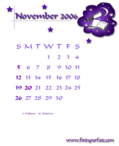 2006 Astrology Desktop Calendar For November Astrology And Horoscope