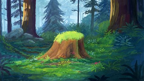 A Forest Landscape Gouache Painting Youtube
