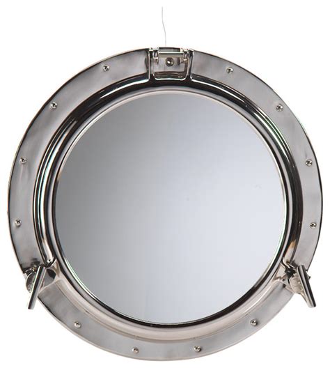 Bathroom mirrors and shaving mirrors are a practical addition to any bathroom. Porthole Polished Nickel Mirror - Industrial - Bathroom ...