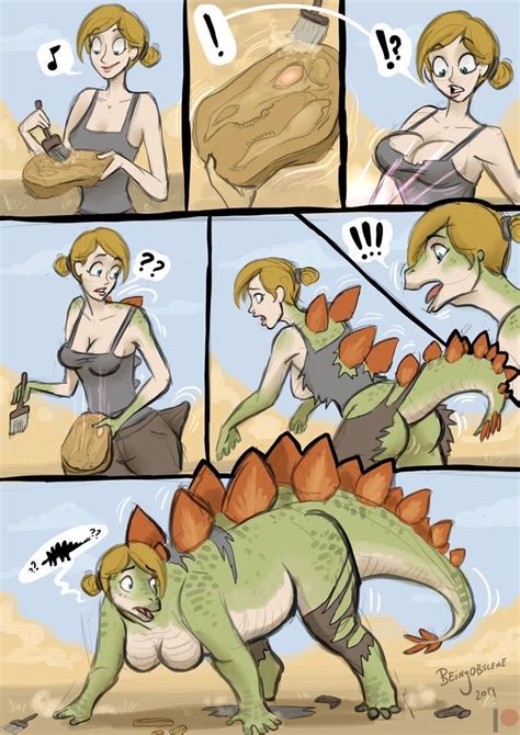 Rule 34 Anthro Beingobscene Breasts Comic Dinosaur Female Human To