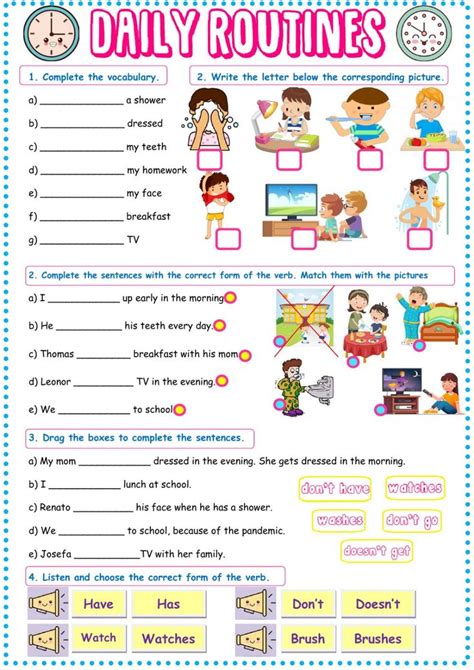 Daily Routines Worksheet Interactive Worksheet Daily Routine