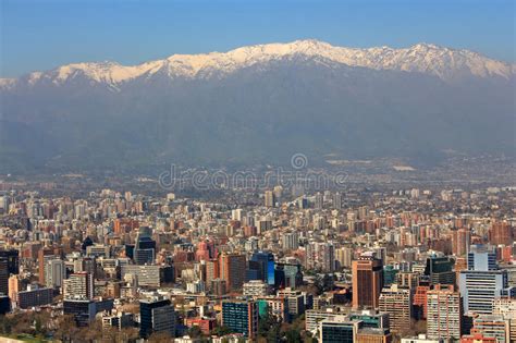Panoramic View Of The Center Of Santiago De Chile At
