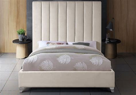 Brilliance Velvet Fabric Bed Frame High Headboard 6ft Super Kingsize