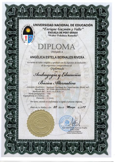 Modelo De Diploma Diplomas Postgrado Escuela De Post Grado Cantuta My