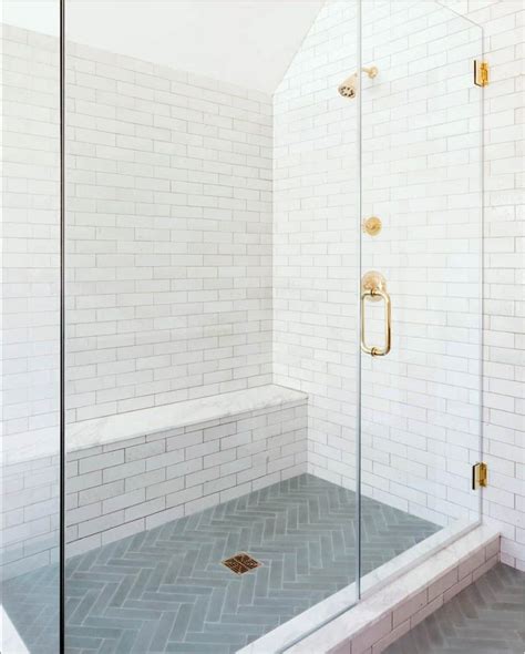 Herringbone Bathroom Floor And Shower Porsha Ritchie